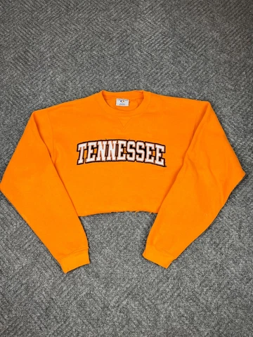 Vintage Tennessee Vols Cropped Sweatshirt Women's Size XL Orange Pullover Adult Cover
