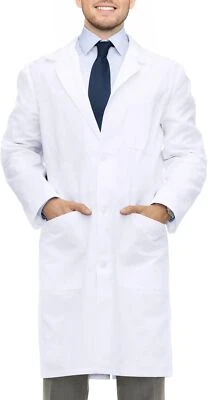 Professional Lab Coat for Men Poly Cotton Long Sleeve Medical Coat Small White - Image 1 of 4