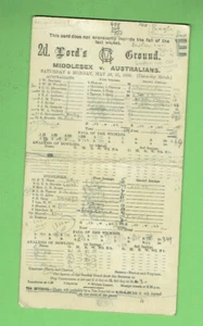 #D292. CRICKET SCORE SHEET - MIDDLESEX V AUSTRALIA, 29 - 31 MAY 1926 - Picture 1 of 2