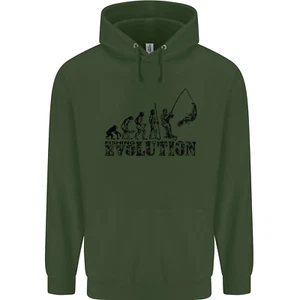 Evolution of a Fisherman Funny fisherman Childrens Kids Hoodie - Picture 1 of 80