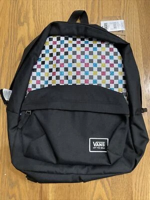 NUEVO CON ETIQUETAS Vans Realm Mochila Clásica Escuela Laptop Bolso Cuadros Brillo Multi $42 Foto 1 de 4