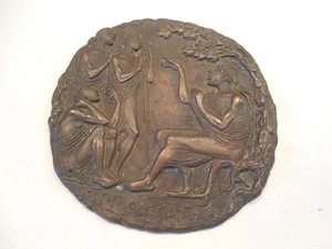 Bronze Relief Fritz Nuss Hippokrates - Bild 1 von 2