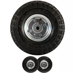2 x 10" PNEUMATIC SACK TRUCK TROLLEY WHEEL BARROW TYRE TYRES WHEELS 4.10/3.5-4.0 - Picture 1 of 4