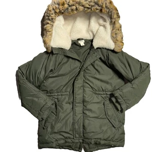 J. Crew Crewcuts Boy's Army Green Fishtail Parka PrimaLoft Coat Sz 10 - Picture 1 of 6