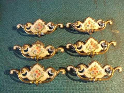 Dresser Drawer Handles, Set of 6 Pieces, Vintage Handles on Backplates Cover