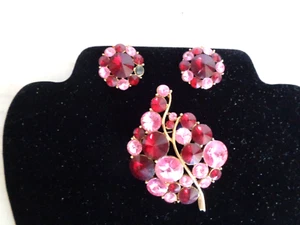 Spilla a forma di uva rosa e rossa con orecchini abbinati (#6214) - Foto 1 di 9