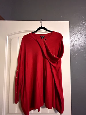 rxb women's scarlet sweater with gold buttons on the sleeve. small, over sized. - Image 1 of 4