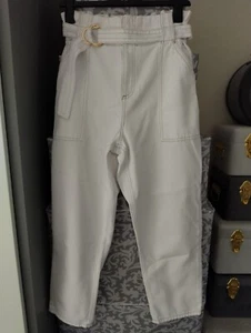 River Island White Soft Denim Summer Trousers Size 10 Brand New!! - Picture 1 of 4