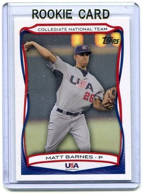 2010 Topps Baseball Card Matt Barnes ROOKIE USA & Boston Red Sox MINT # USA-23 - Image 1 of 2
