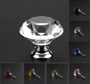 10Pcs 30mm Glass Diamond Crystal Dresser Knobs Drawer Pull Handle Cabinet Pulls - Picture 1 of 26