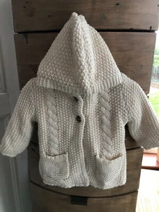3-6 Month Fur lined Knitted Cardigan with Hood - Picture 1 of 2