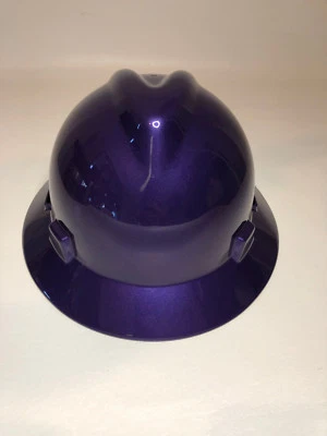 Custom Painted Hard Hat MSA Full Brim Plum Crazy Purple  - Image 1 of 4
