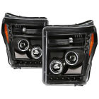 11-16 Ford F250 F350 F450 Superduty Black Dual Halo LED Projector Headlights V2
