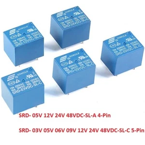 Blau SONGLE Leistung Relais SRD-03V 05V 09V 12V 24V 48VDC-SL-A -SL-C 4/5Pins 10A - Picture 1 of 5