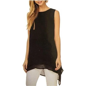Fever Black Linen Tunic Tank Top size Small Witchy Whimsigoth - Picture 1 of 7