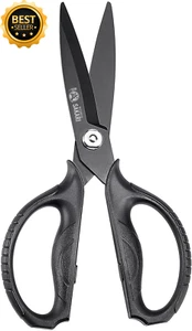 Japanese Kitchen Scissors, Black Titanium Plated, Heavy Duty, Multipurpose - Picture 1 of 12