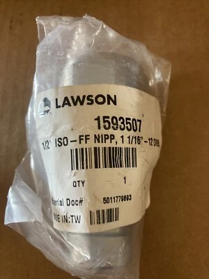 Lawson 1593507 1/2" ISO - FF NIPP, 1 1/16"- 12 ORB Nuevo Foto 1 de 4