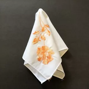 Vintage besticktes orange rose weiß Blumen Taschentuch Taschentuch - Bild 1 von 5