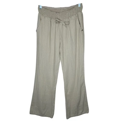 Love Tree NWT Women's L Linen Blend Drawstring Wide Leg Pants Elastic Waist - Image 1 of 4