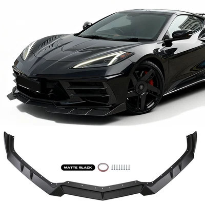 Parachoques delantero divisor de labios estilo negro mate para Chevrolet Corvette C8 2020-2025 Foto 1 de 4