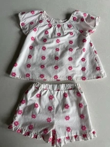 RACHEL ZOE Kids' Embroidered Flower Top & Shorts Set 6x Pink White Floral Hippie - Picture 1 of 6