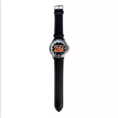 Reloj clásico de los Cincinnati Bengals para hombre correa de cuero negro Sparo mercancía de la NFL Foto 1 de 4