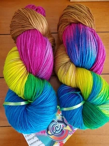Hand Dyed 'Jolly Hockey Socks - 100g ~ Sock/4ply. - Picture 1 of 7