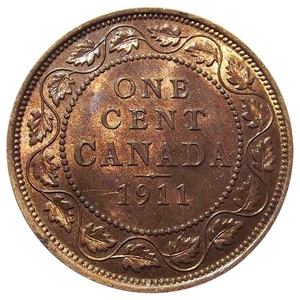 1911 Canada One Cent Coin - George V - UNC - KM# 15 - Picture 1 of 4