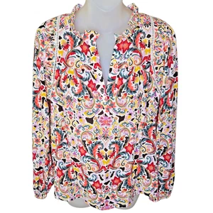 Ann Taylor Loft Womens Paisley Top Size Small Boho Peasant Cottagecore Festival - Picture 1 of 9