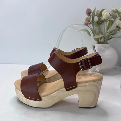 Nisolo All Day Open Toe Clog Platform Chunky Wood Heel Brandy Women's 6 NWB - Image 1 of 4