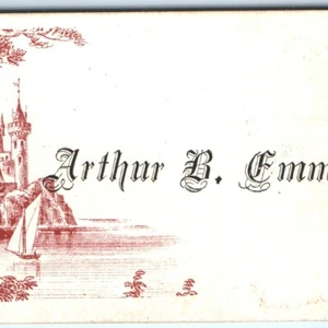 Tarjeta comercial con nombre de castillo grabado de la década de 1880 "Arthur Emmett" visitando Fort C1 - Imagen 1 de 3