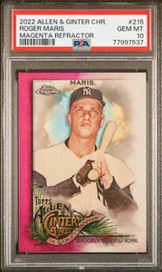 Roger Maris RARE MAGENTA REFRACTOR /199 CHROME INVESTMENT SSP GINTER HOF PSA 10 - Picture 1 of 2