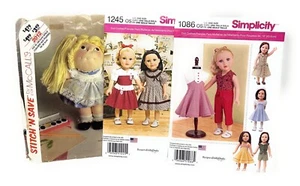 Lot of 3 New Simplicity and McCalls Baby Doll Sewing Patterns Uncut - Picture 1 of 4