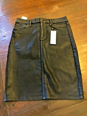 BCBG Falda Negra Imitación Cuero Nueva Etiqueta $78 Bolsillos Delanteros y Traseros Talla 27-Sm Foto 1 de 4