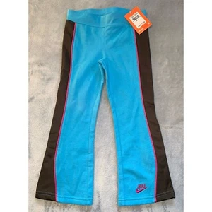 Nike Girls Active Pants Size 4 Side Stripe Athletic Blue Black - Picture 1 of 5