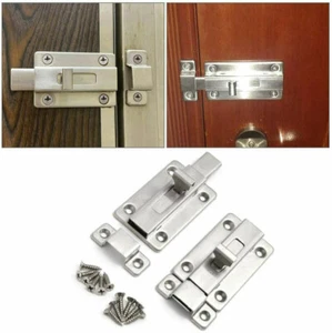 Lot Stainless Steel Latch Sliding Silver Doors Lock Keyless Door Bolt 2" 3" 4" - Picture 1 of 19