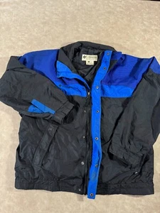 Columbia Bugaboo Men Full Zip Snap Color Block Windbreaker Jacket Blue Black L - Picture 1 of 10