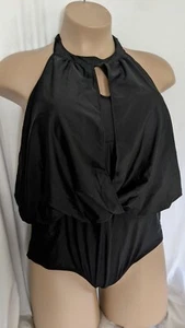 Raisins Curve Plus Sz Casablanca One Piece Swimsuit Black 22W Blouson High Neck - Picture 1 of 6