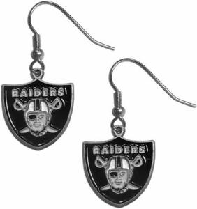 Las Vegas Raiders NFL Logo Silver Dangle Earrings Hypo-Allergenic