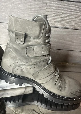 Botas de gamuza Free People ~ Tachuelas + Correa Moto Caminata Mountain Brook Botas ~ Talla 38/US 8.5 Foto 1 de 4