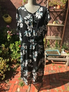 NEW Katies oriental nights stretchy floral black w lurex threads midi dress 16 - Picture 1 of 11