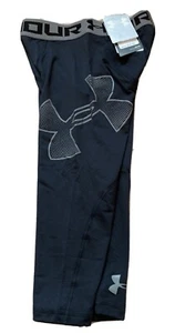 Under Armour Boys 3/4 Leggings Sizes S L Black Base Layer Logo BNWT - Picture 1 of 5