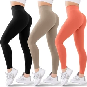3 Pack Leggings for Women Butt Lift High Waisted Tummy Control No See-Through - Picture 1 of 4