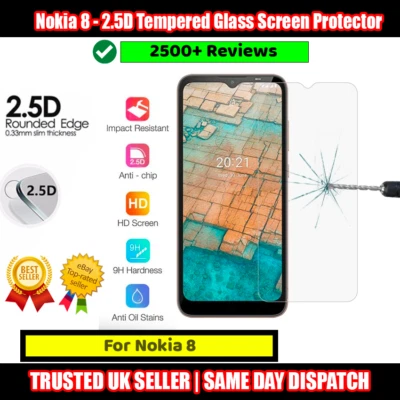 Nokia 8 - 2.5D Tempered Glass Screen Protector Protective and Durable - Image 1 of 4