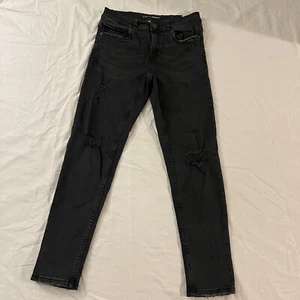 Zara Jeans Pants Slim Skinny Fit Stretch Faded Black Distressed Size Youth 13-14 - Picture 1 of 12