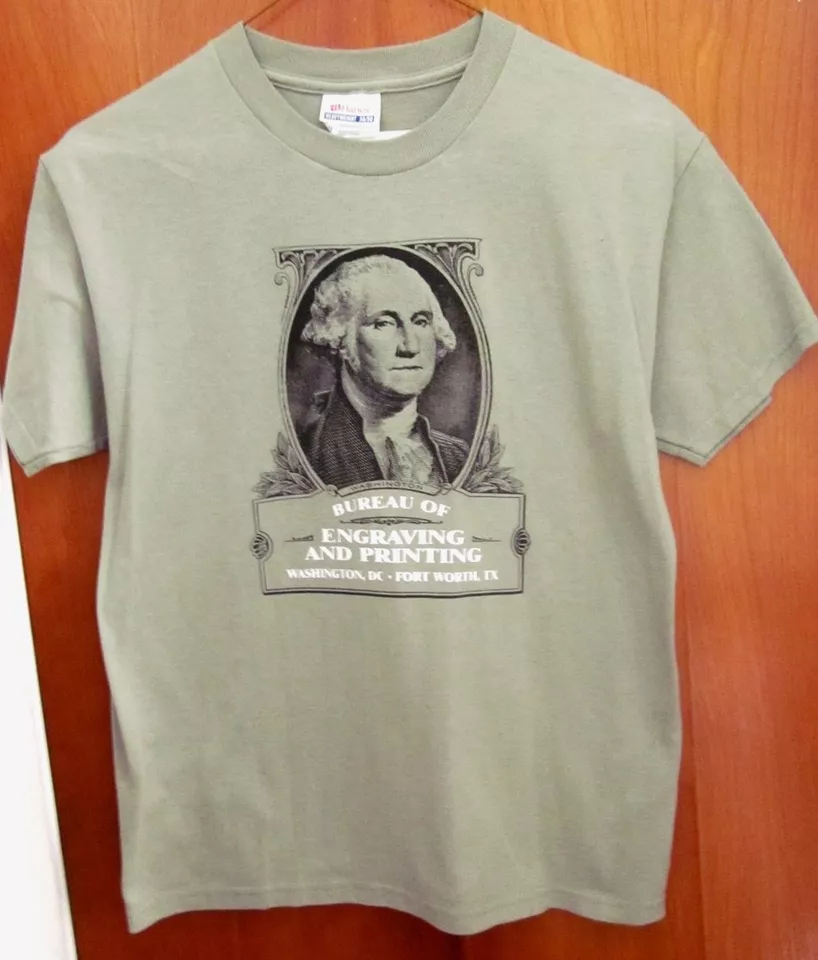 BUREAU of ENGRAVING & PRINTING Treasury agency green T shirt youth lrg tee BEP - Image 1 of 1