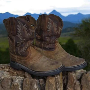 Ariat Sierra Work Boots Men's 9.5 EE Leather Soft Square Toe Chunky Platform - Picture 1 of 9