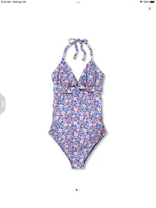 Wrap Front Halter One Piece Maternity Swimsuit Isabel Maternity NWT XL Floral - Picture 1 of 2