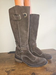 Cordani Womens Side Zip Block Heel Knee High Boots Brown Suede Size 37 Italy - Picture 1 of 15