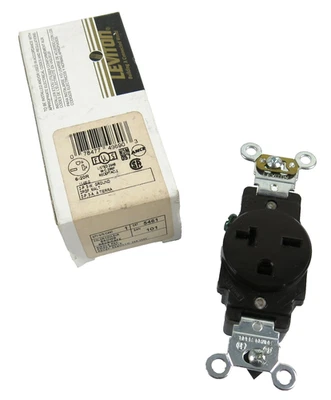 Leviton 5461 20 Amp, 250 Volt, Industrial Heavy Duty Grade Receptacle, Brown - Image 1 of 4